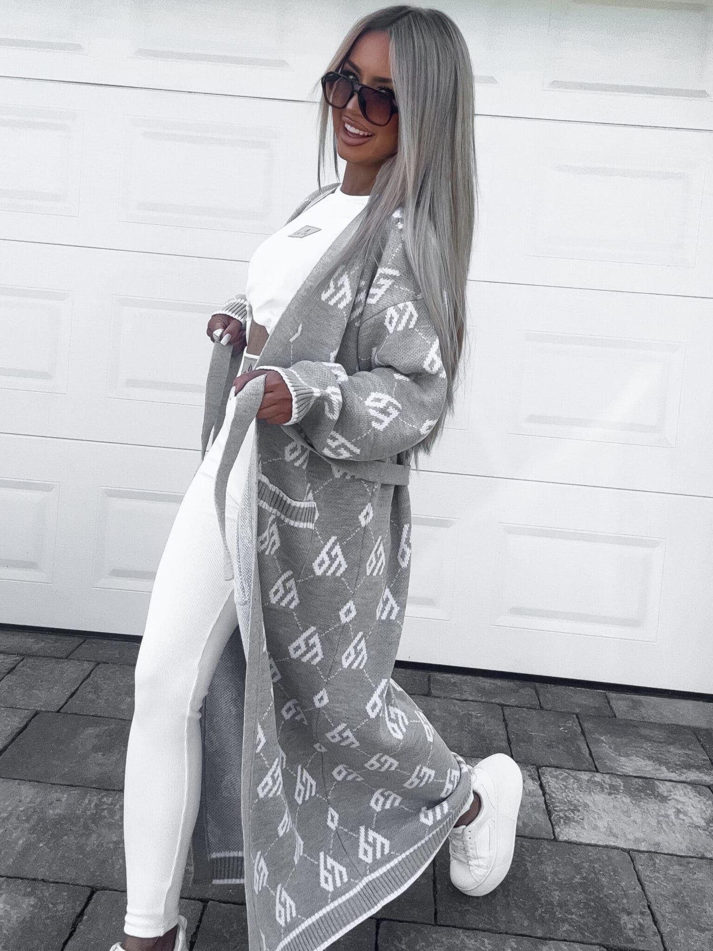 Strickjacke Mantel ANDREA – grau