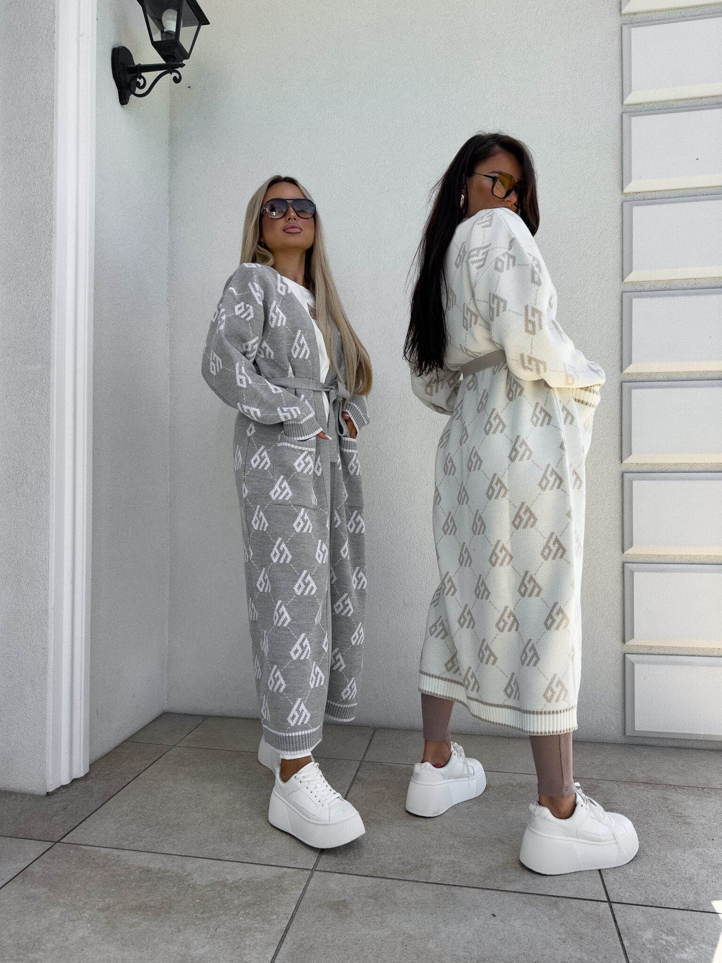 Strickjacke Mantel ANDREA – grau