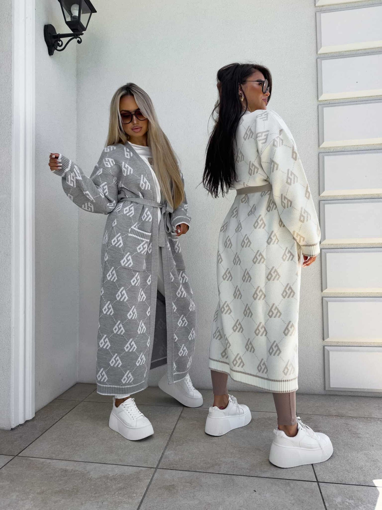 Strickjacke Mantel ANDREA – grau