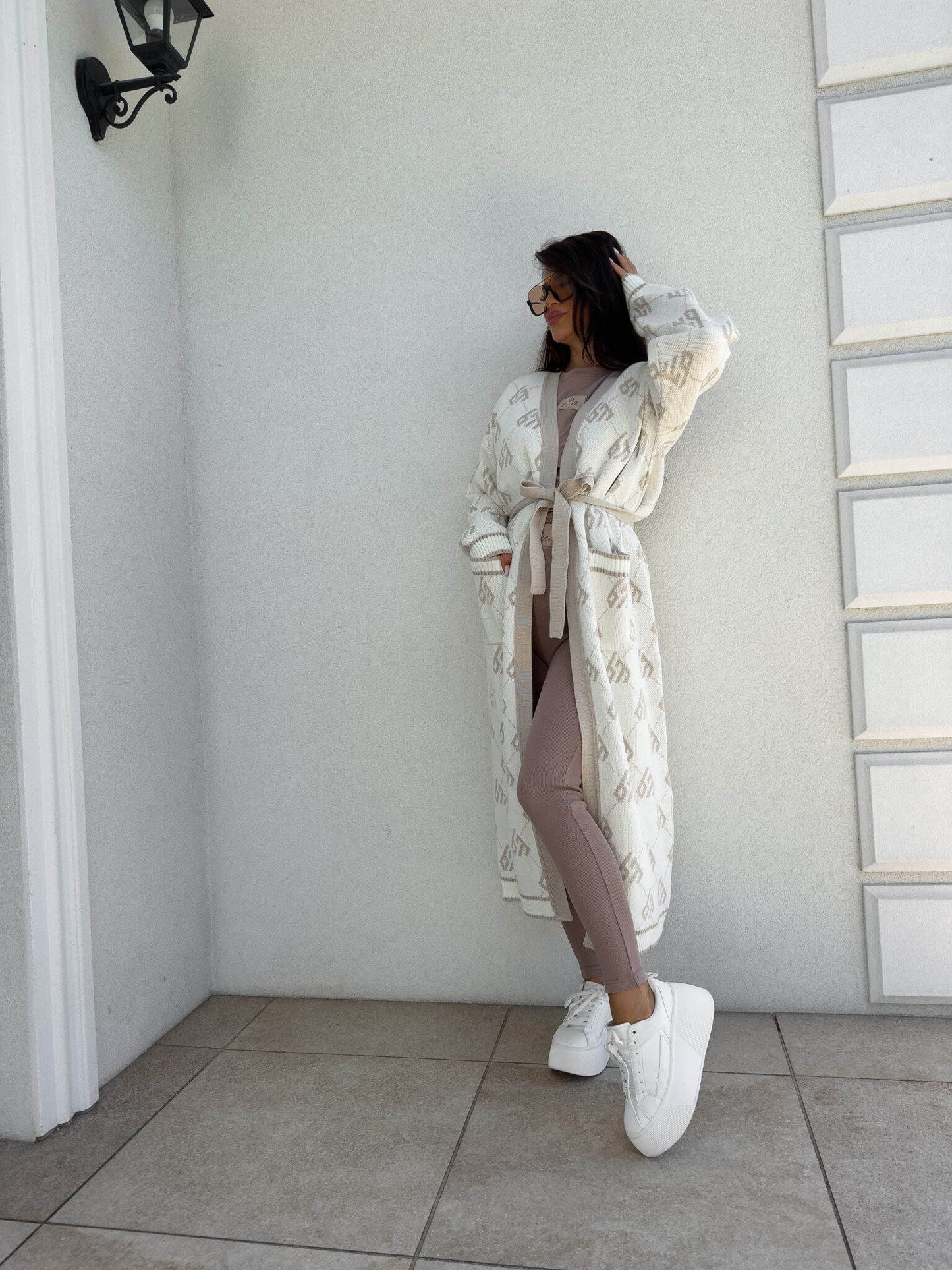 Strickjacke Mantel ANDREA – ecru