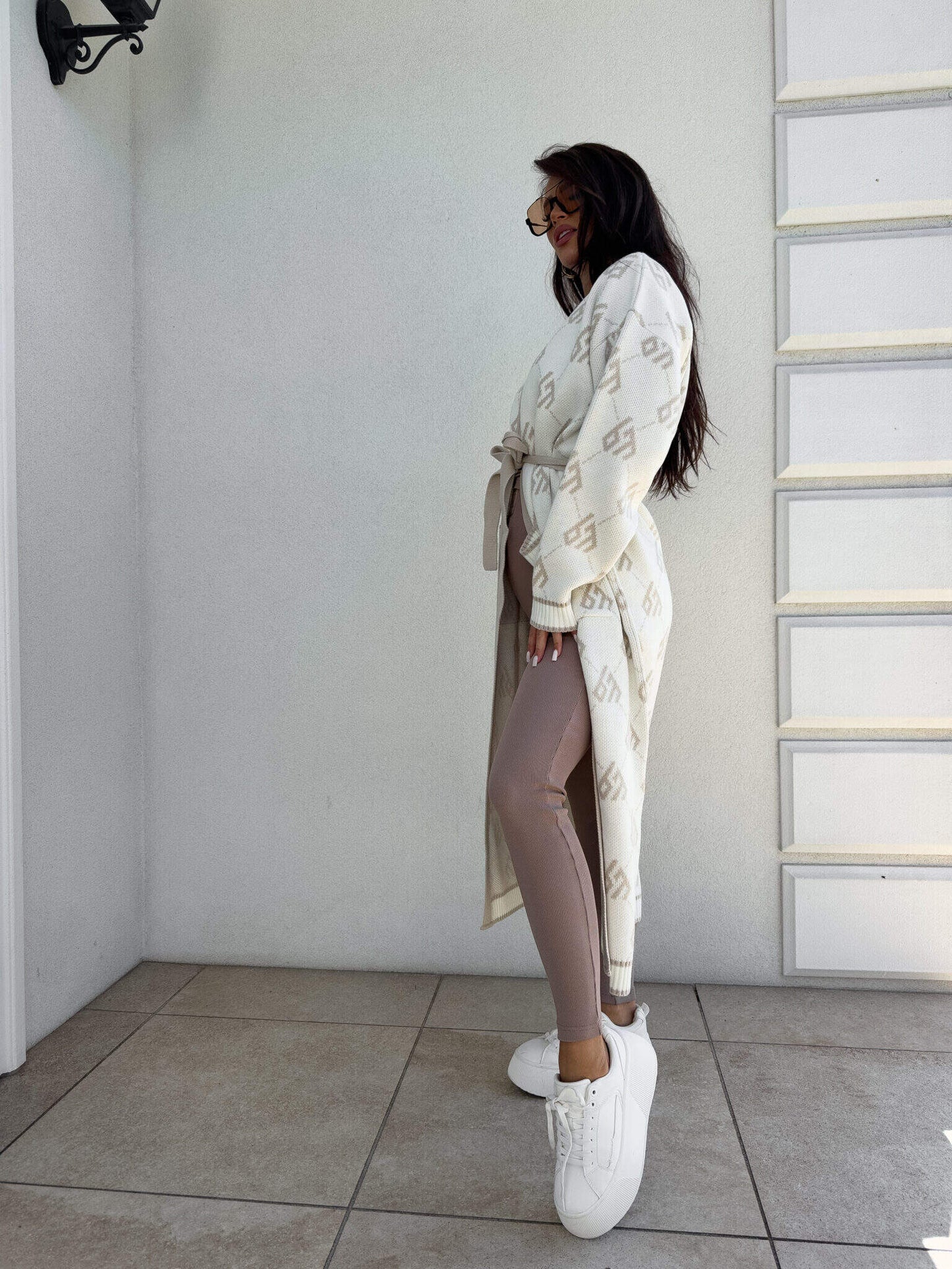 Strickjacke Mantel ANDREA – ecru