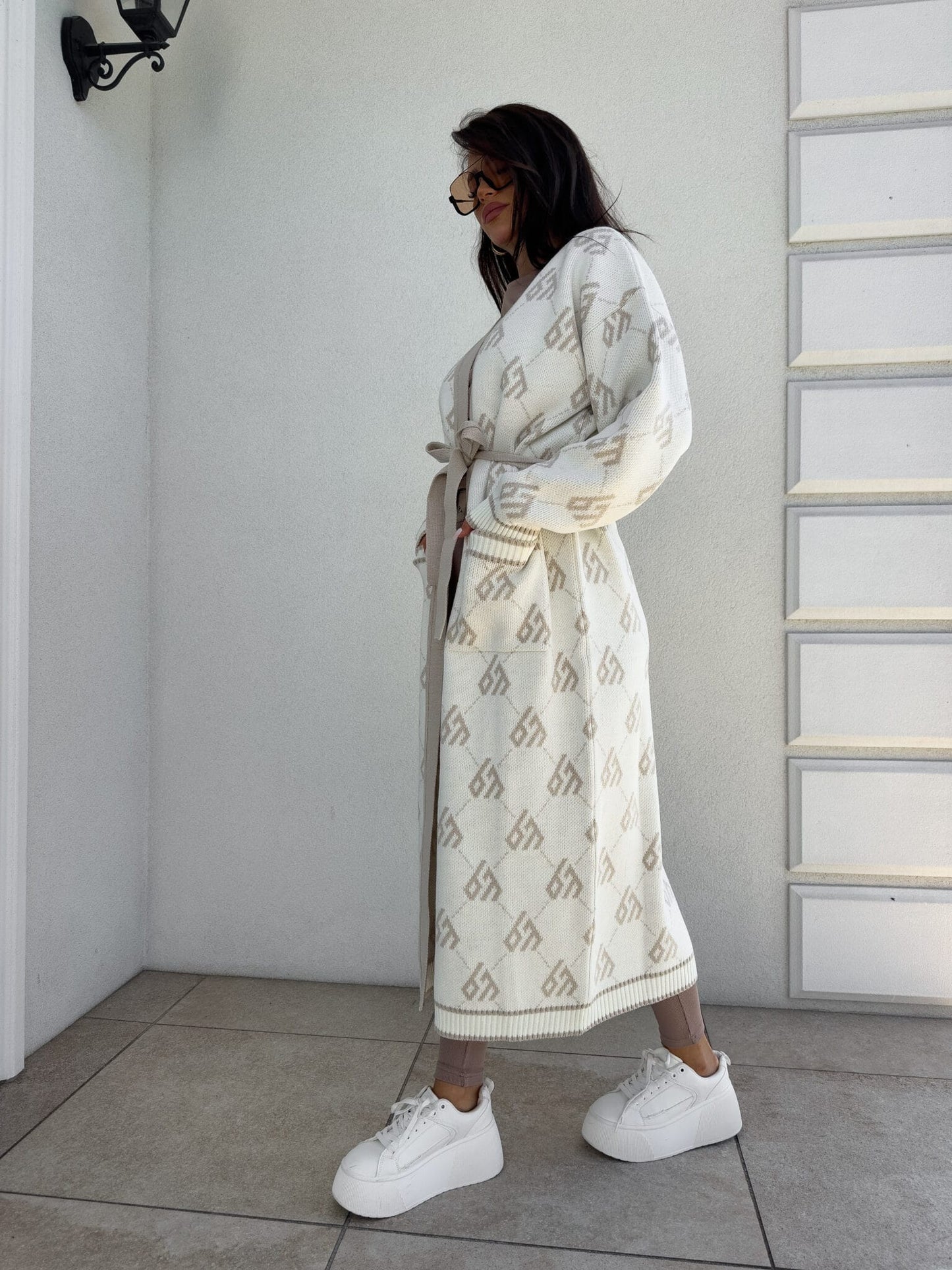 Strickjacke Mantel ANDREA – ecru