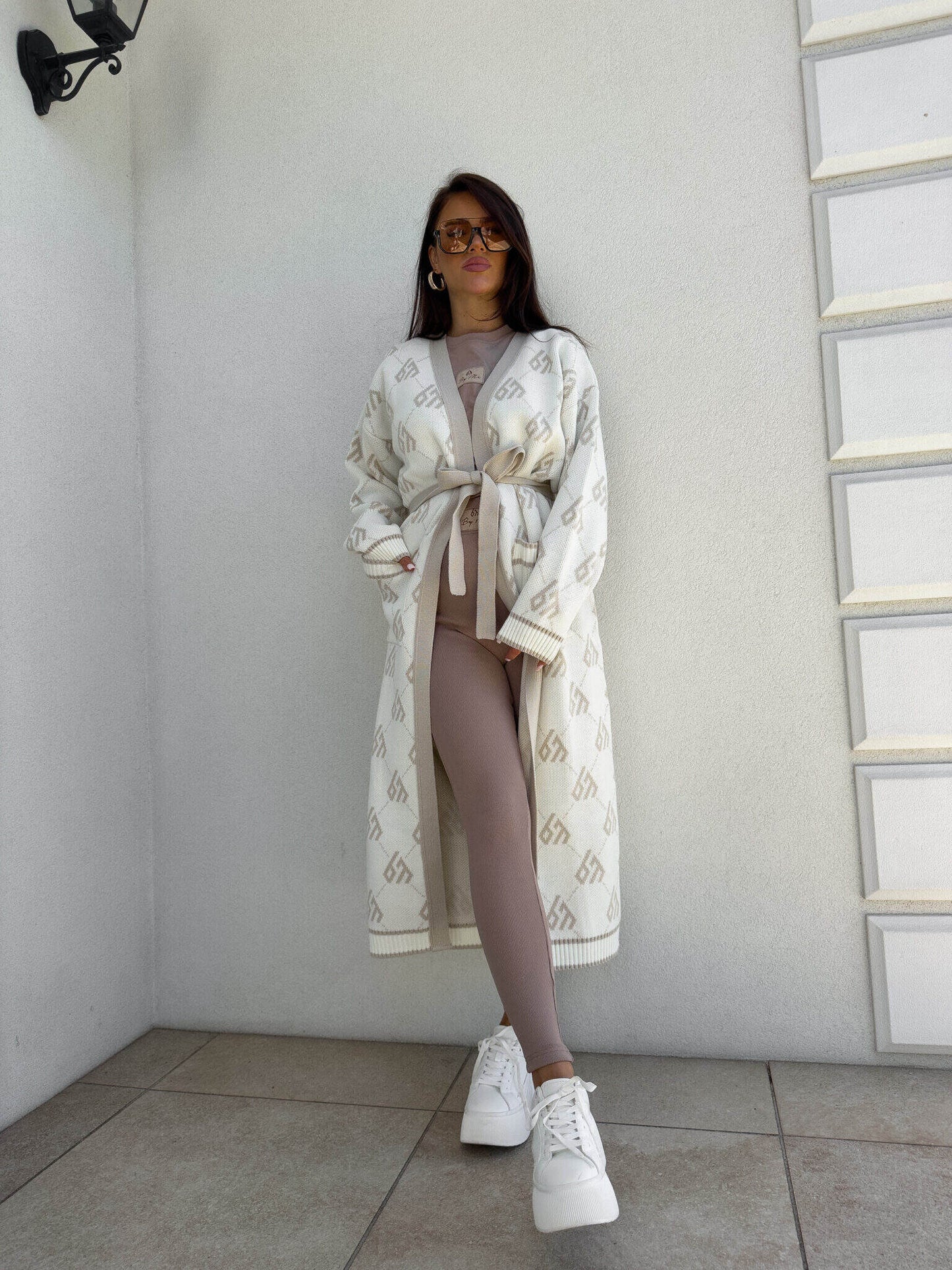 Strickjacke Mantel ANDREA – ecru