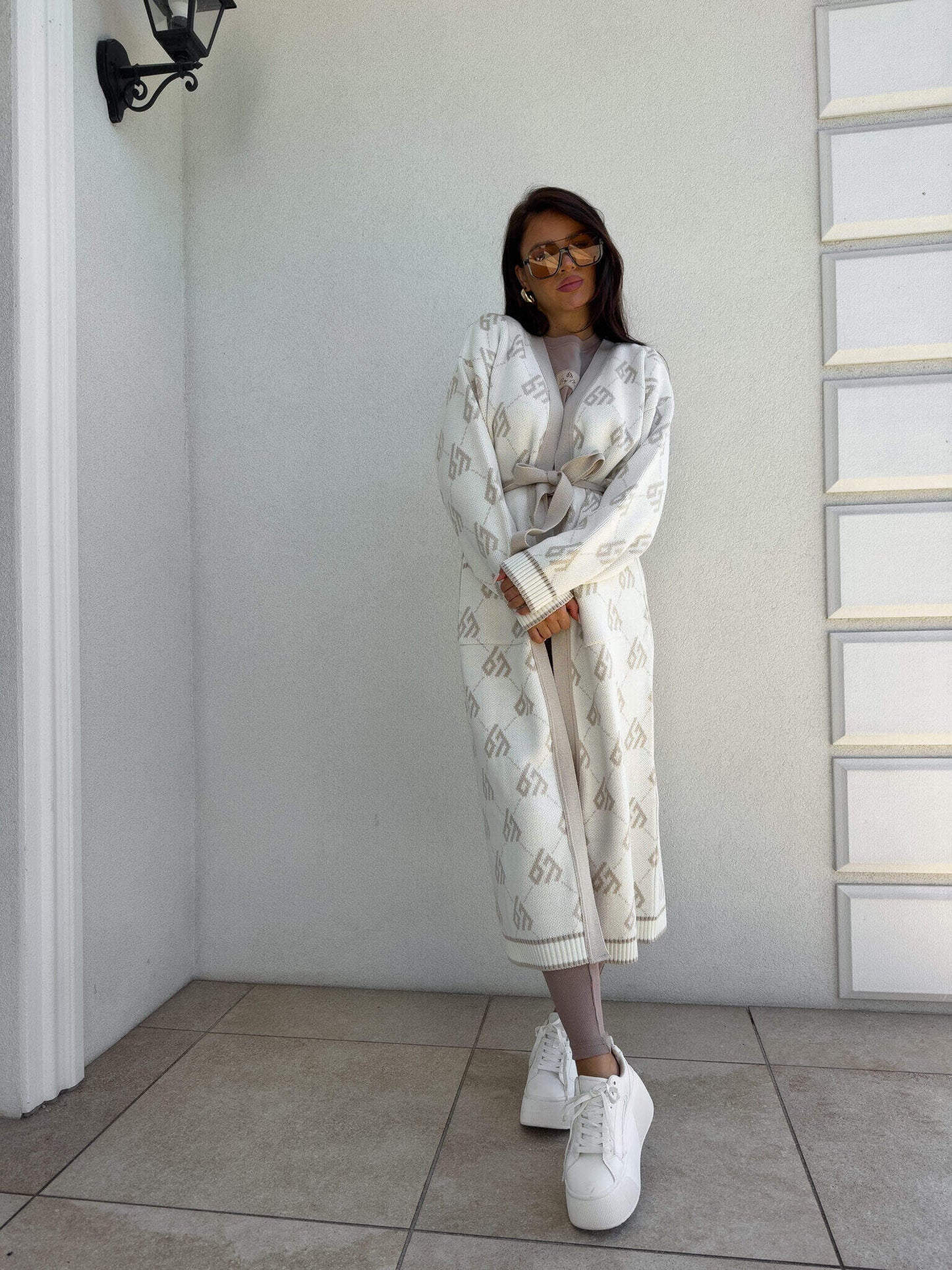 Strickjacke Mantel ANDREA – ecru