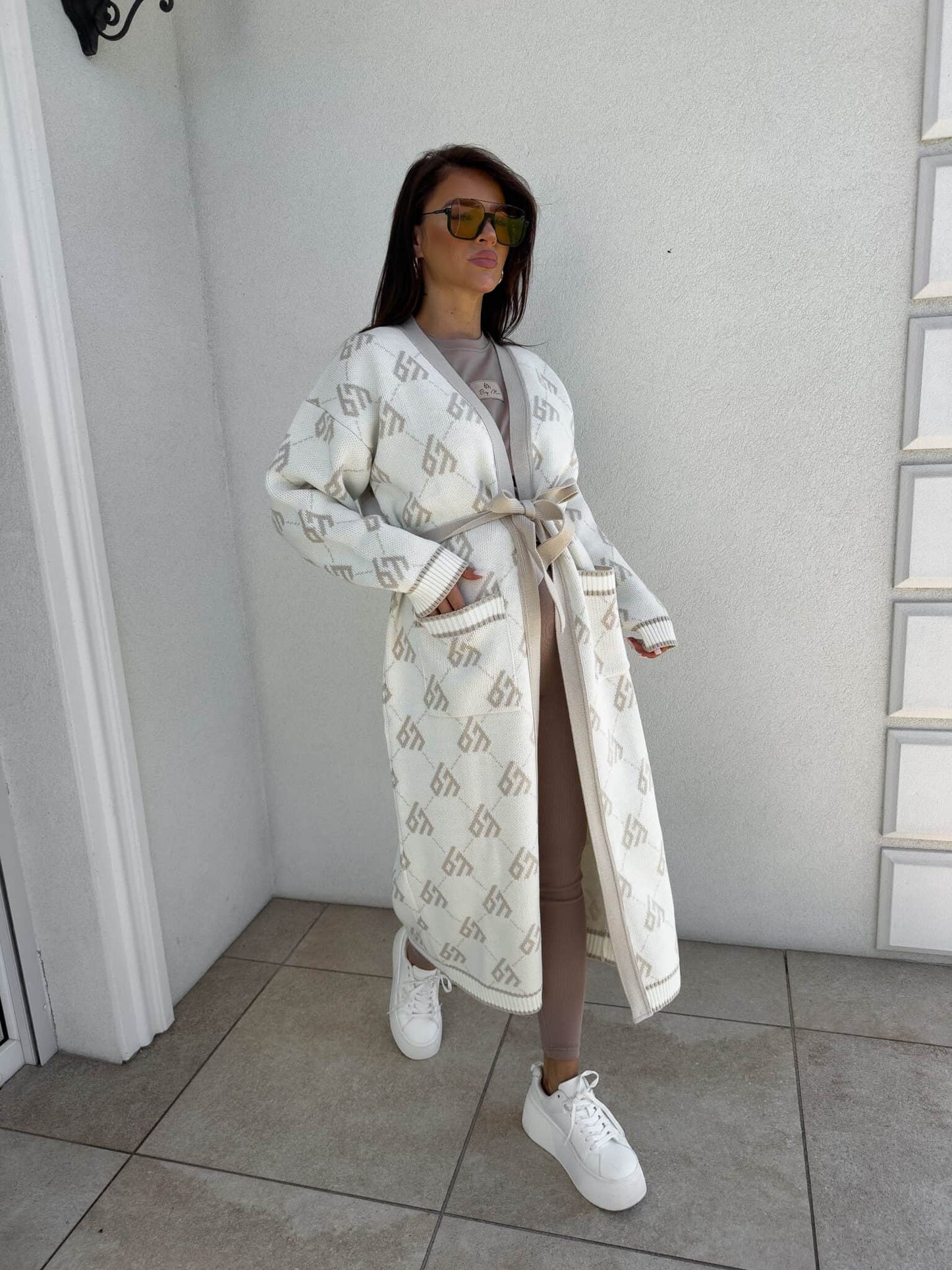 Strickjacke Mantel ANDREA – ecru