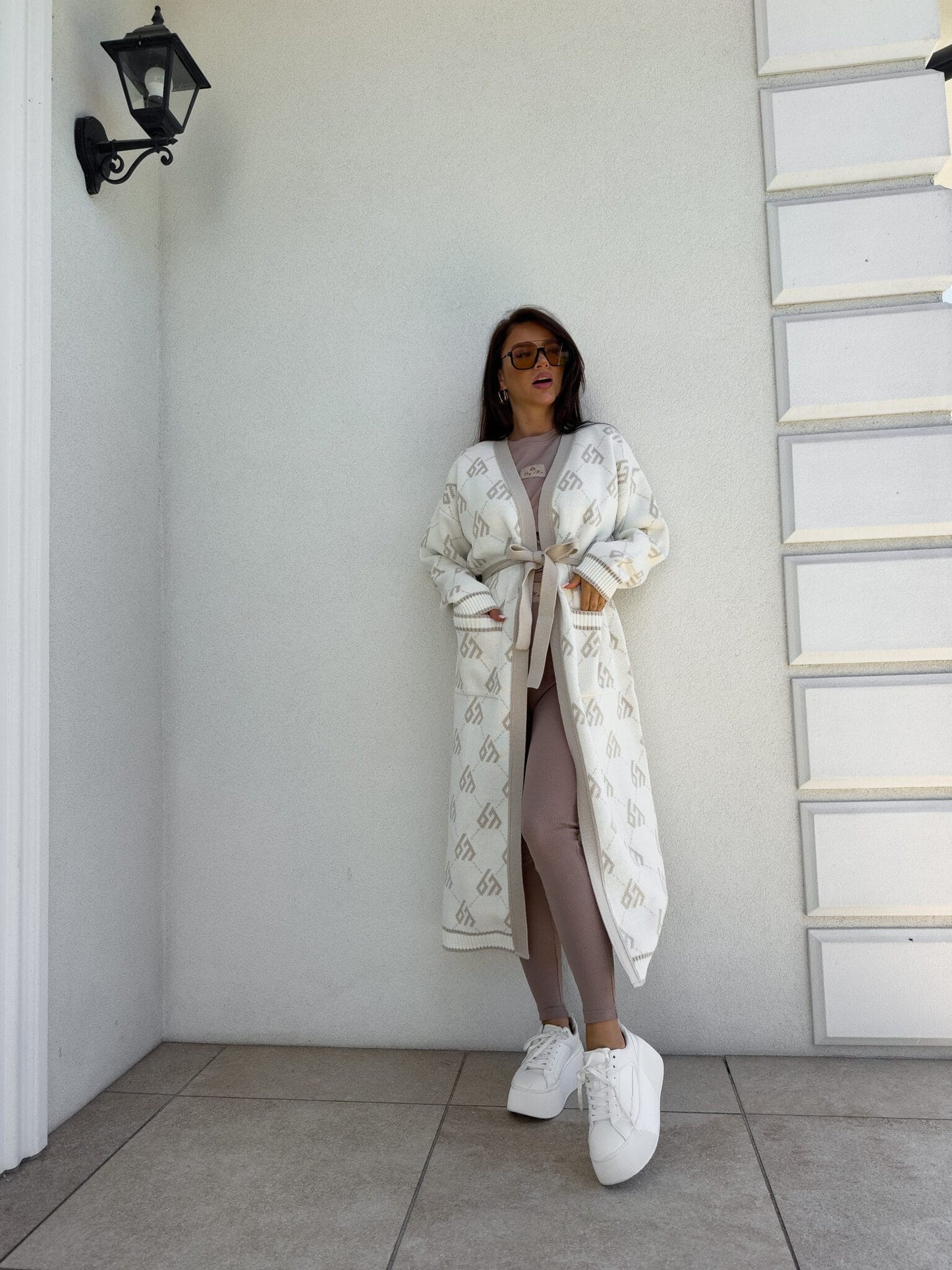 Strickjacke Mantel ANDREA – ecru