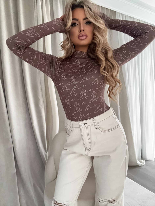 Damenbluse SKIN print – mokka