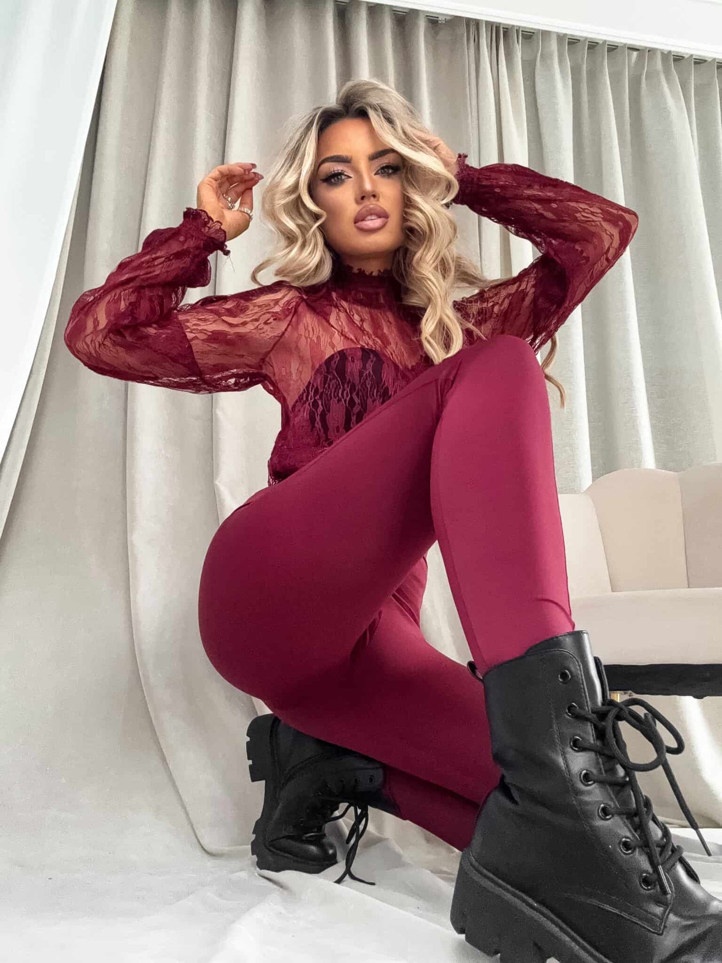 Damenbluse FLORAL – bordeaux