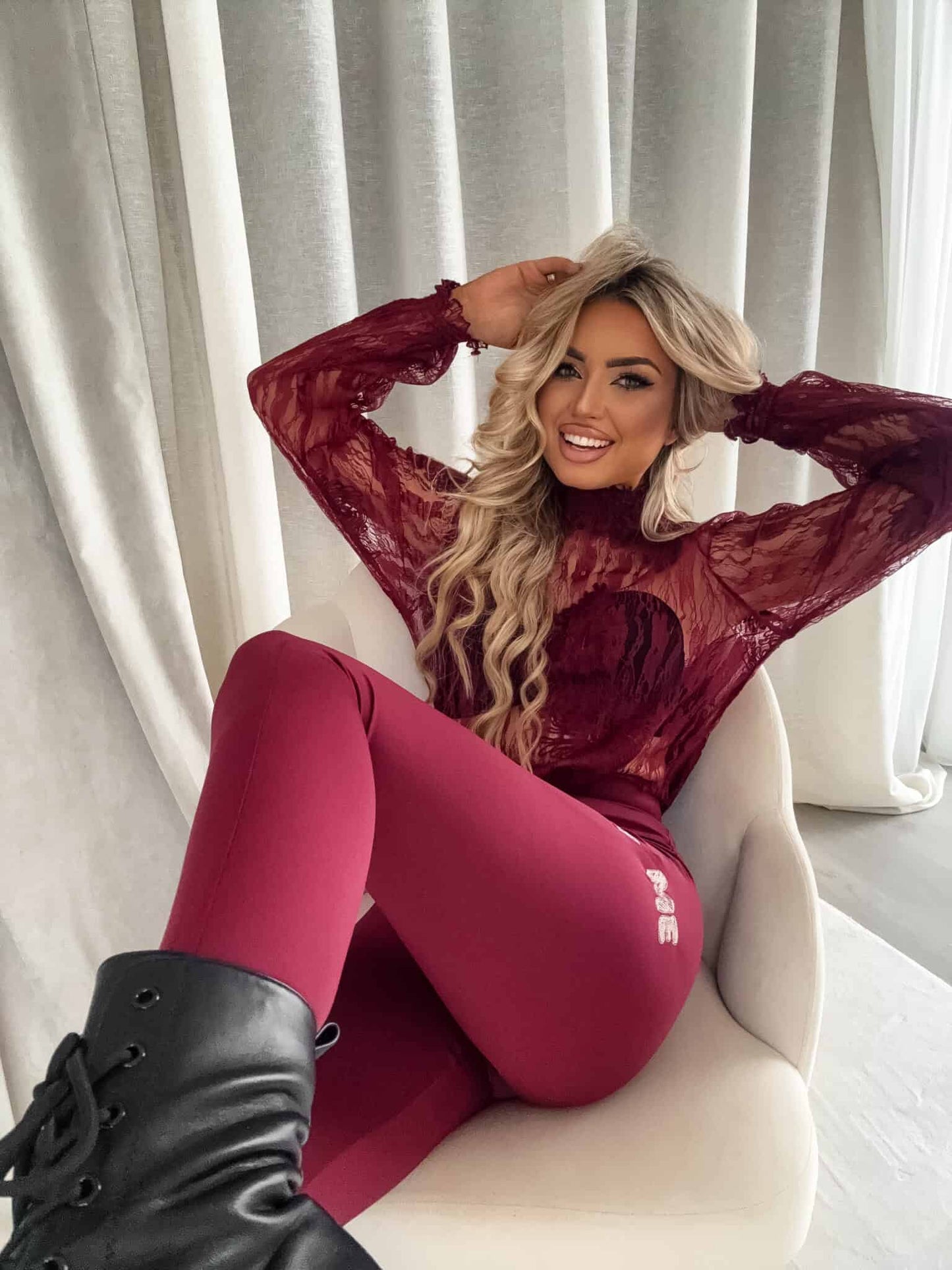 Damenbluse FLORAL – bordeaux