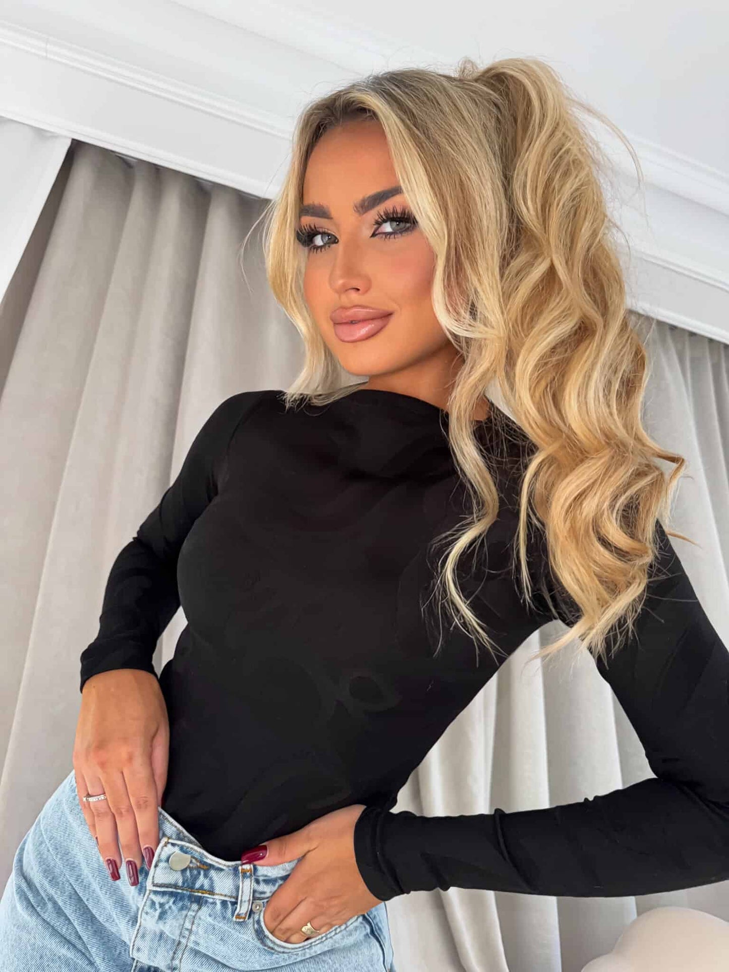 Damenbluse SABRINA Schaum- schwarz