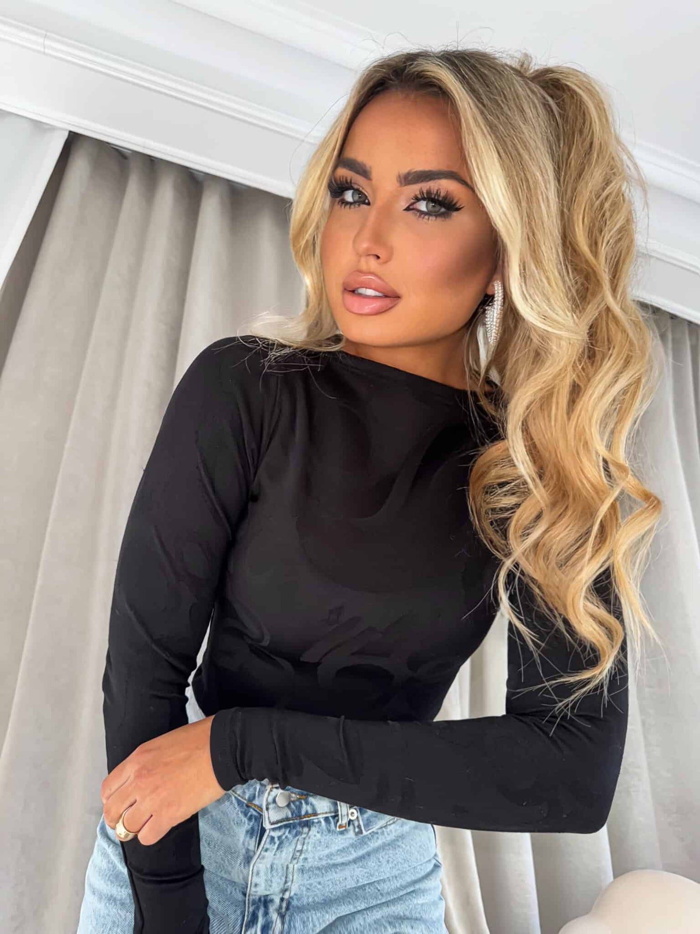 Damenbluse SABRINA Schaum- schwarz