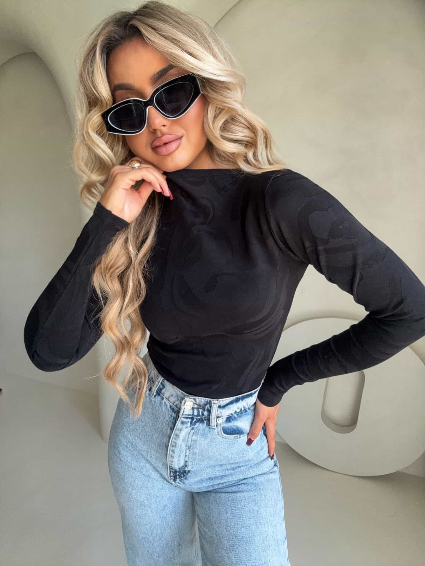 Damenbluse SABRINA Schaum- schwarz