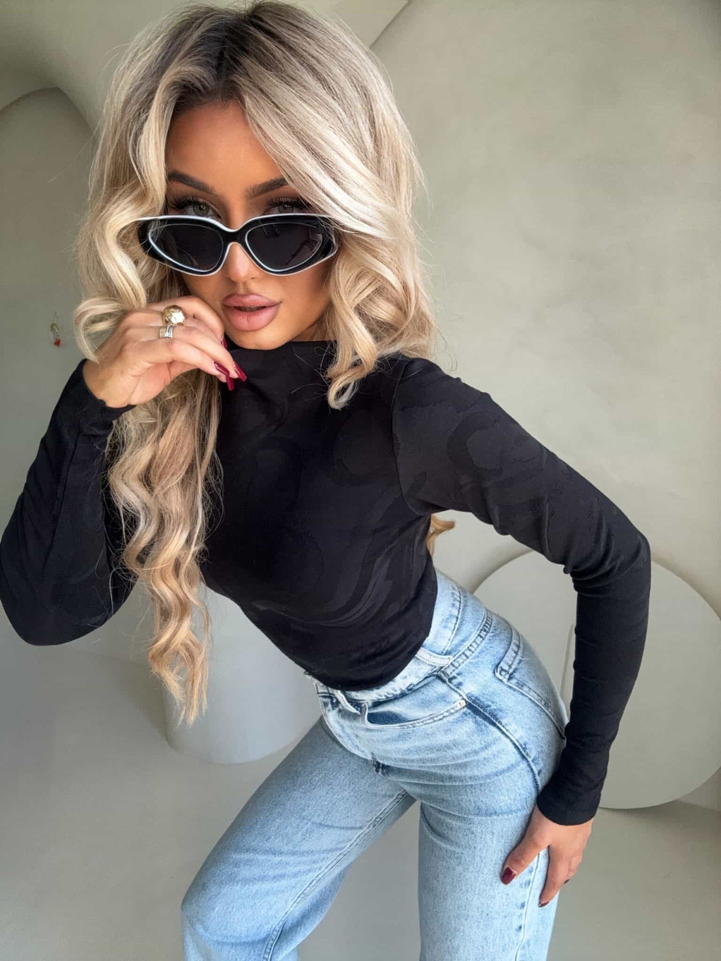 Damenbluse SABRINA Schaum- schwarz