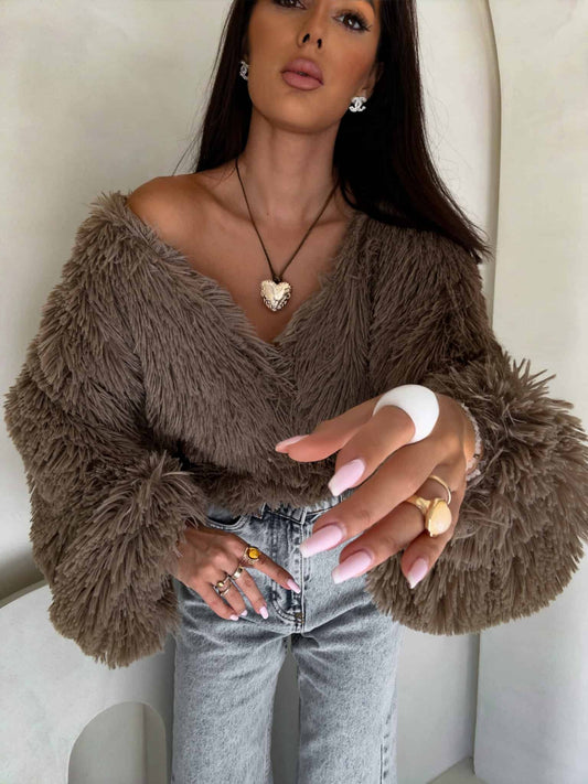 Jacke KAIRA SHAGGY – braun