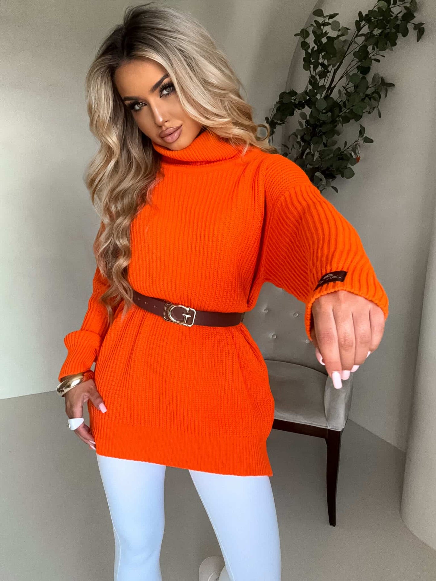 Rollkragenpullover LAVER - Orange