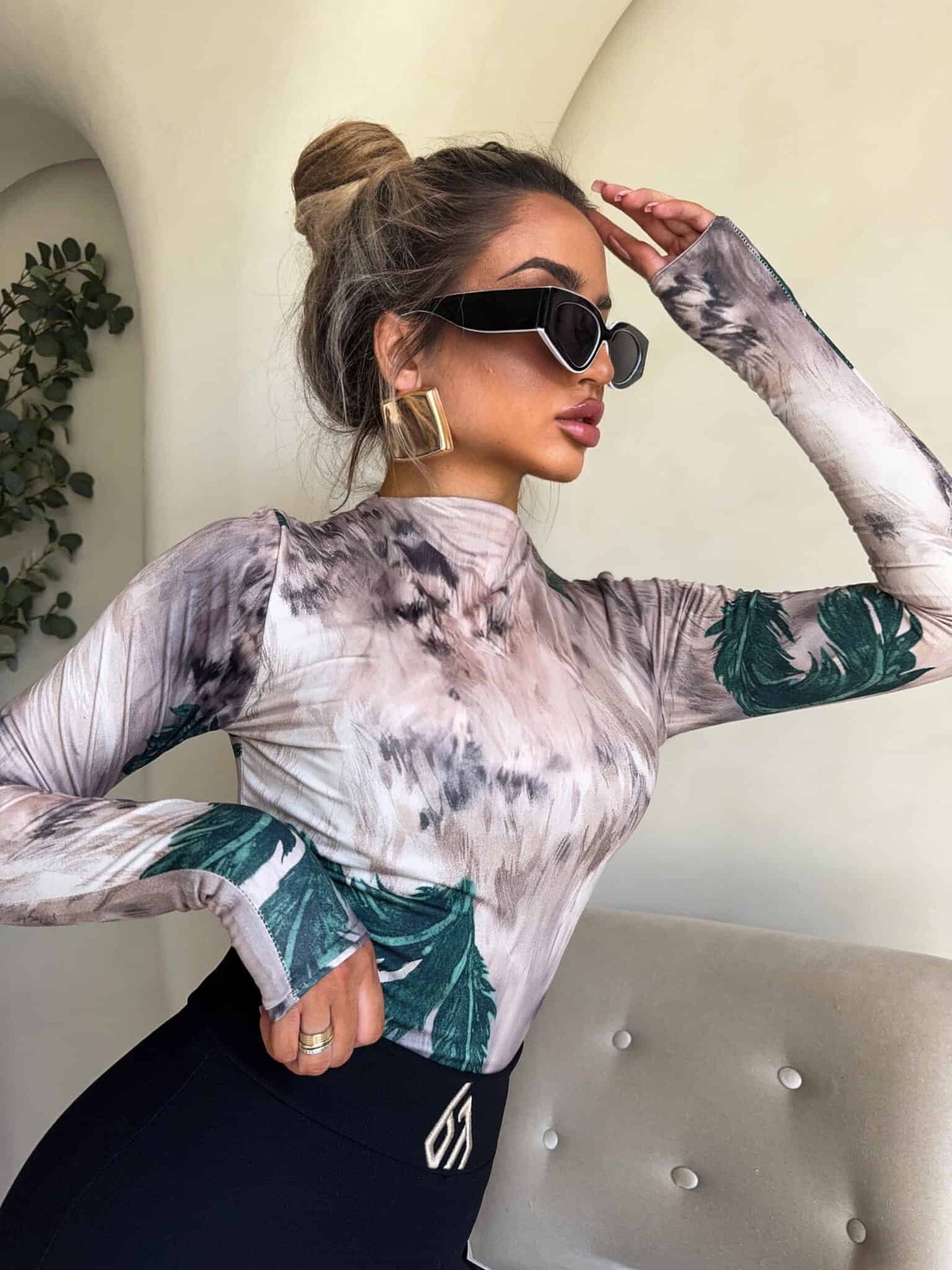 Damenbluse SKIN – leaves