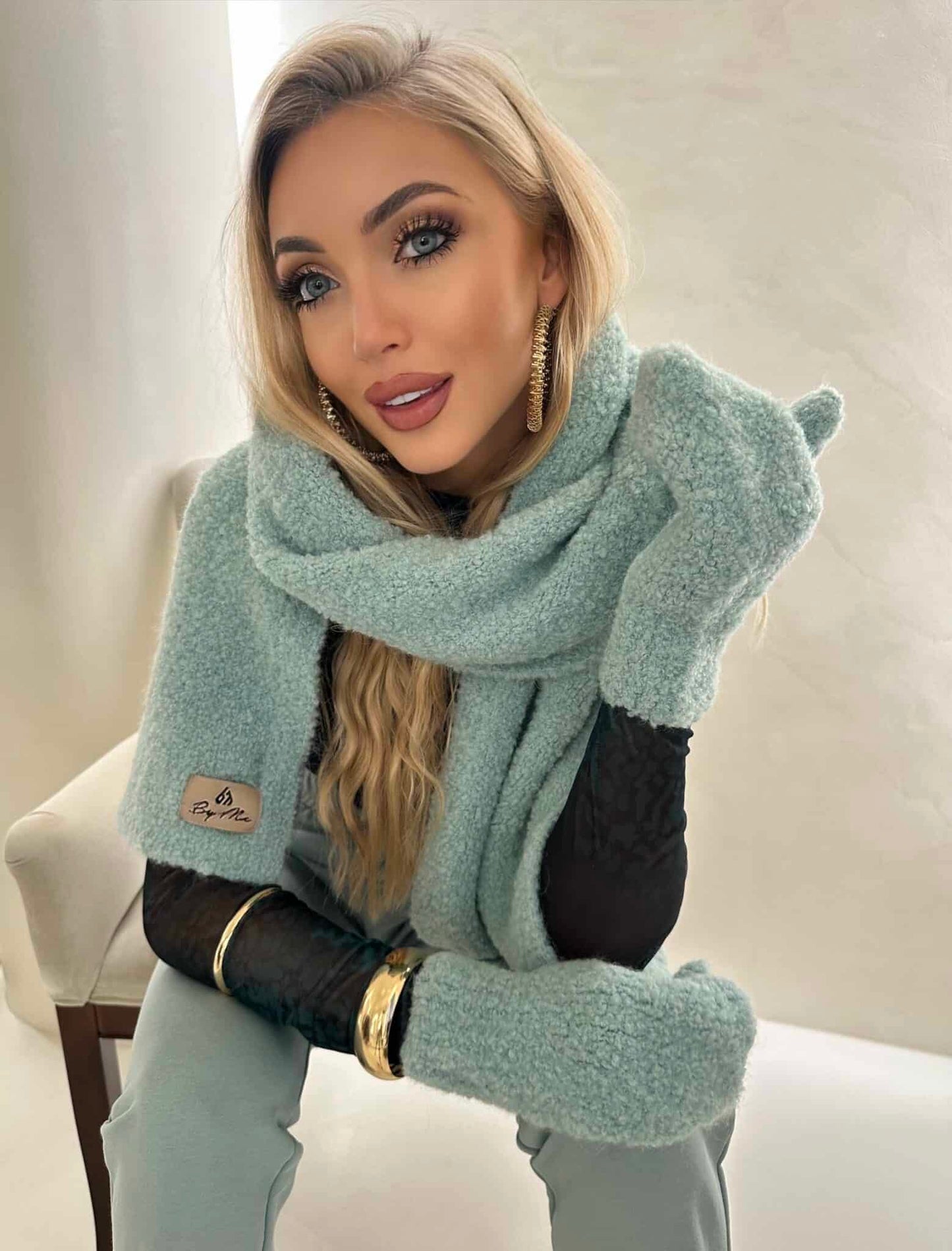 Set FROST Schal + Handschuhe– Salbei