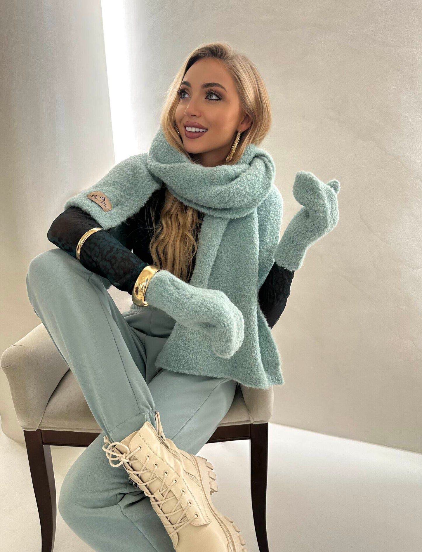 Set FROST Schal + Handschuhe– Salbei