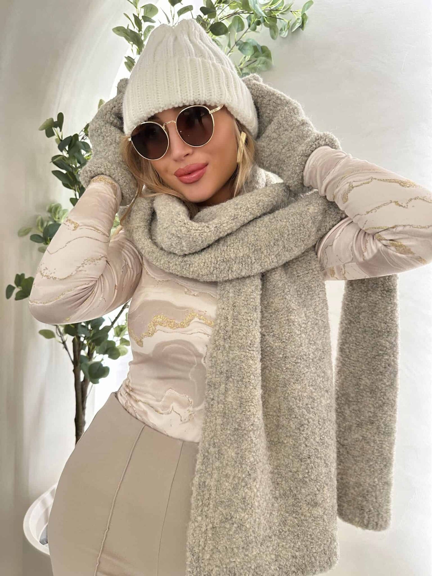 SET FROST SCHAL + HANDSCHUHE– BEIGE