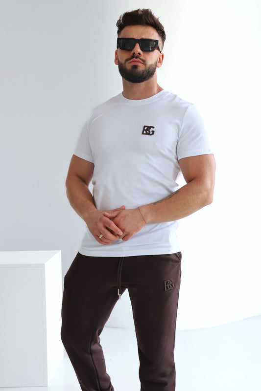 T-SHIRT BG BOND | WEIẞ-DUNKELBRAUN