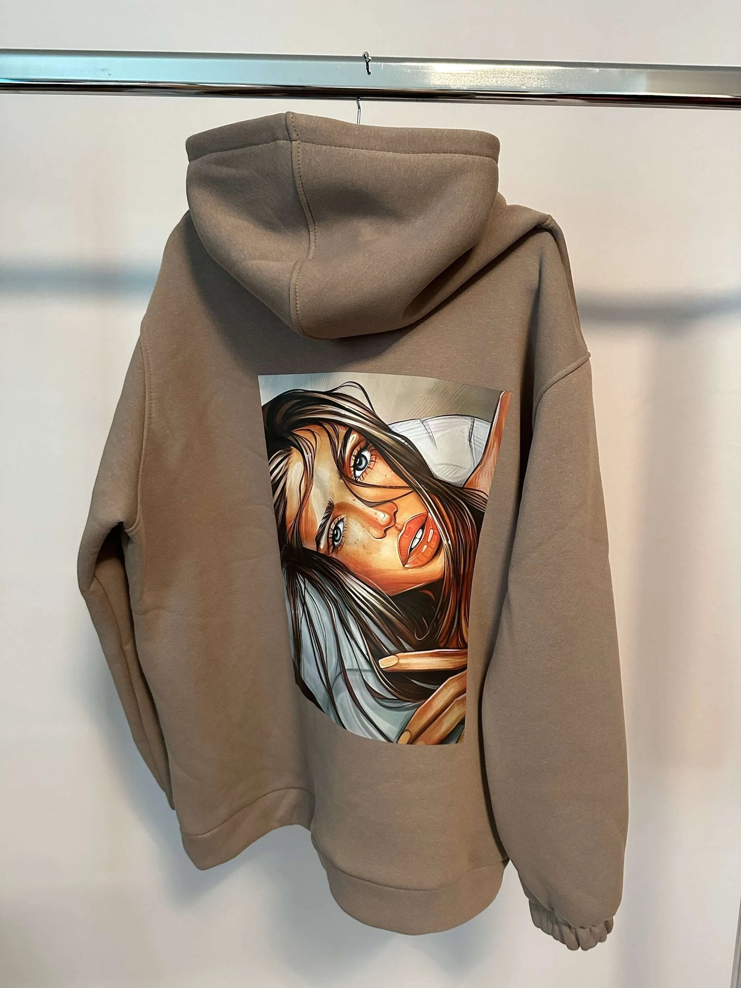 Damen Sweatshirt lang mit Kapuze LaLu FACE UNI