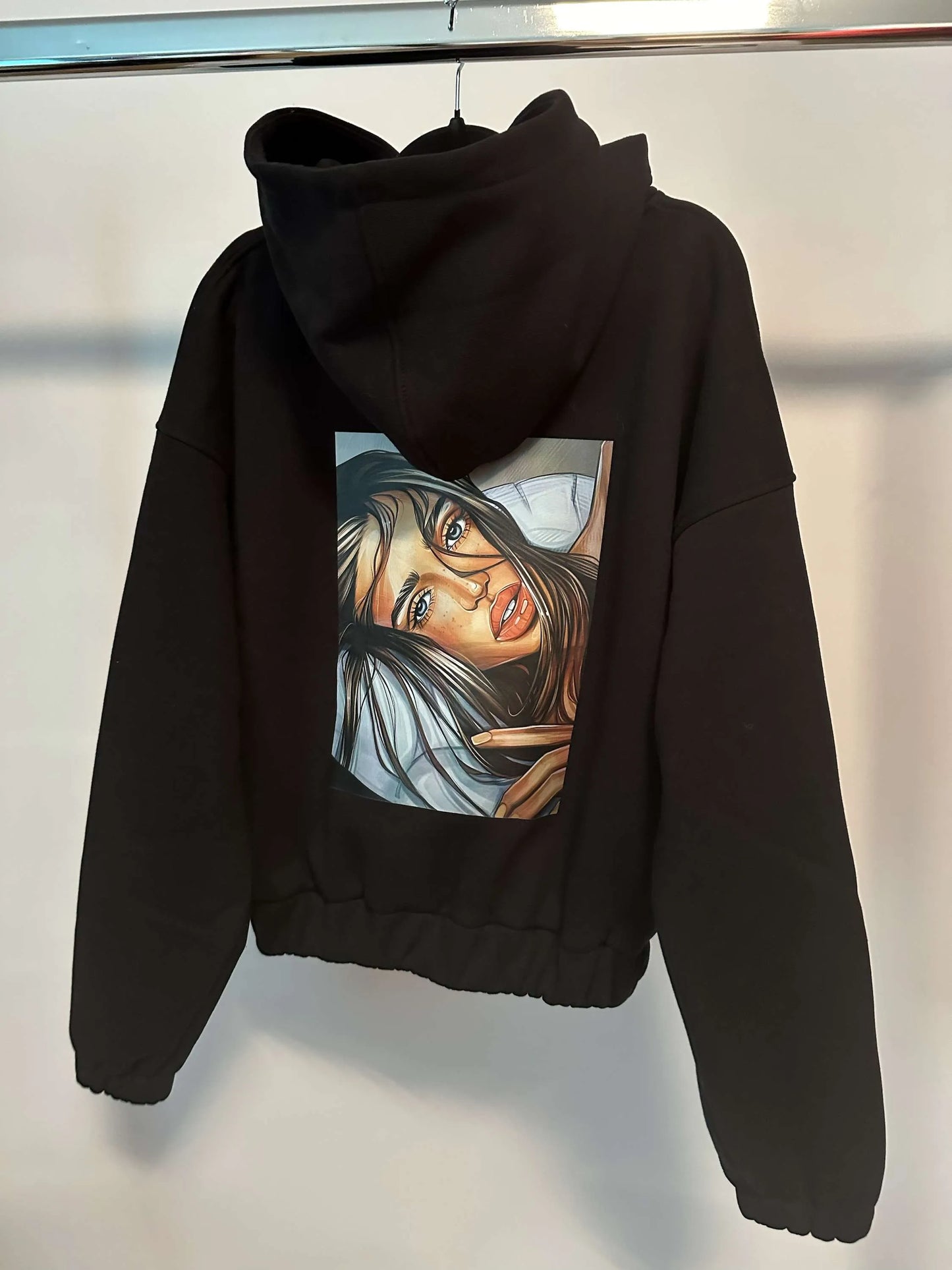 Damen Sweatshirt mit Kapuze LaLu FACE Kurz UNI