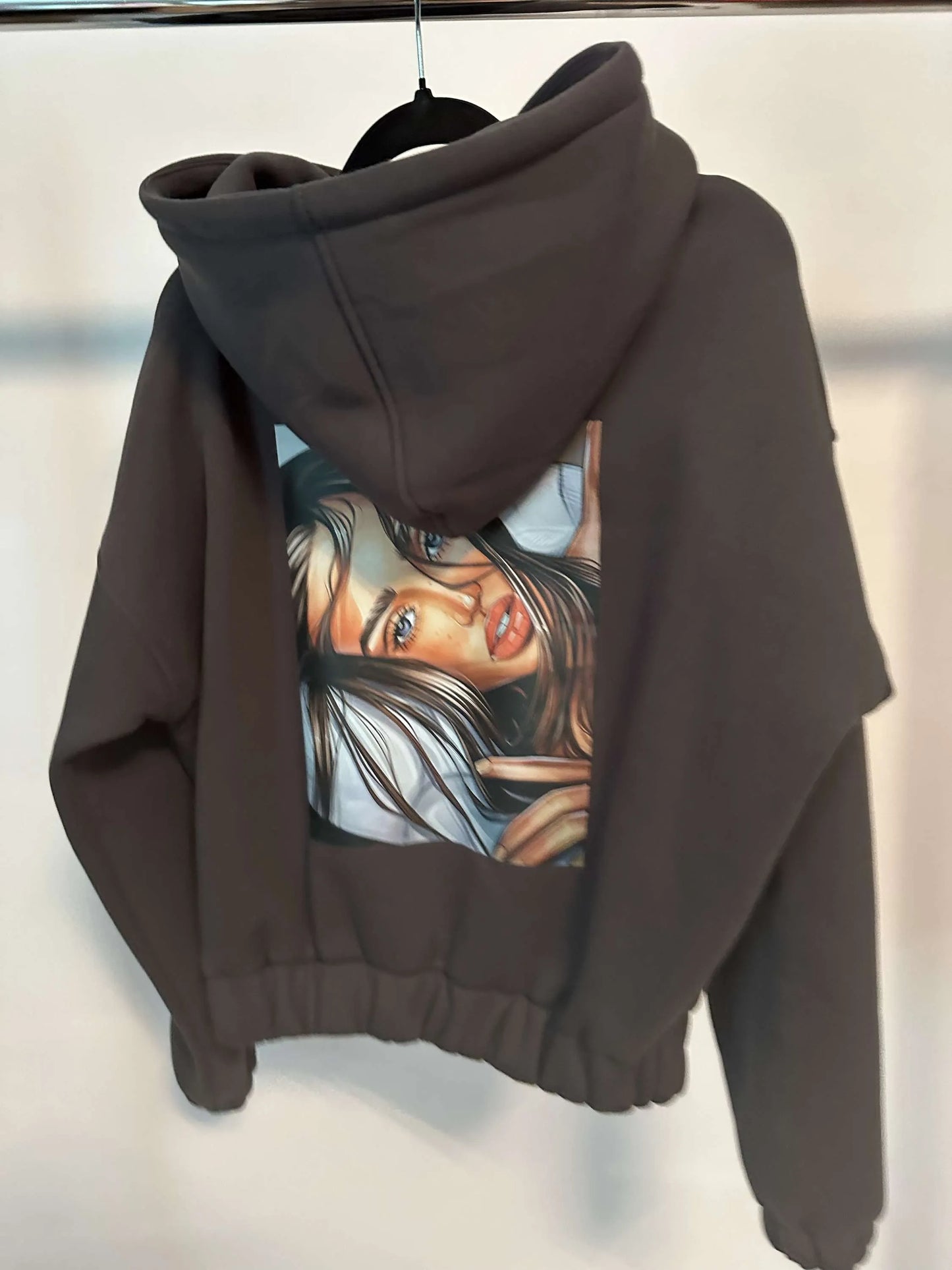 Damen Sweatshirt mit Kapuze LaLu FACE Kurz UNI