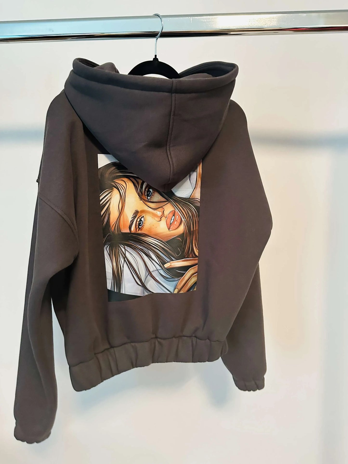 Damen Sweatshirt mit Kapuze LaLu FACE Kurz UNI