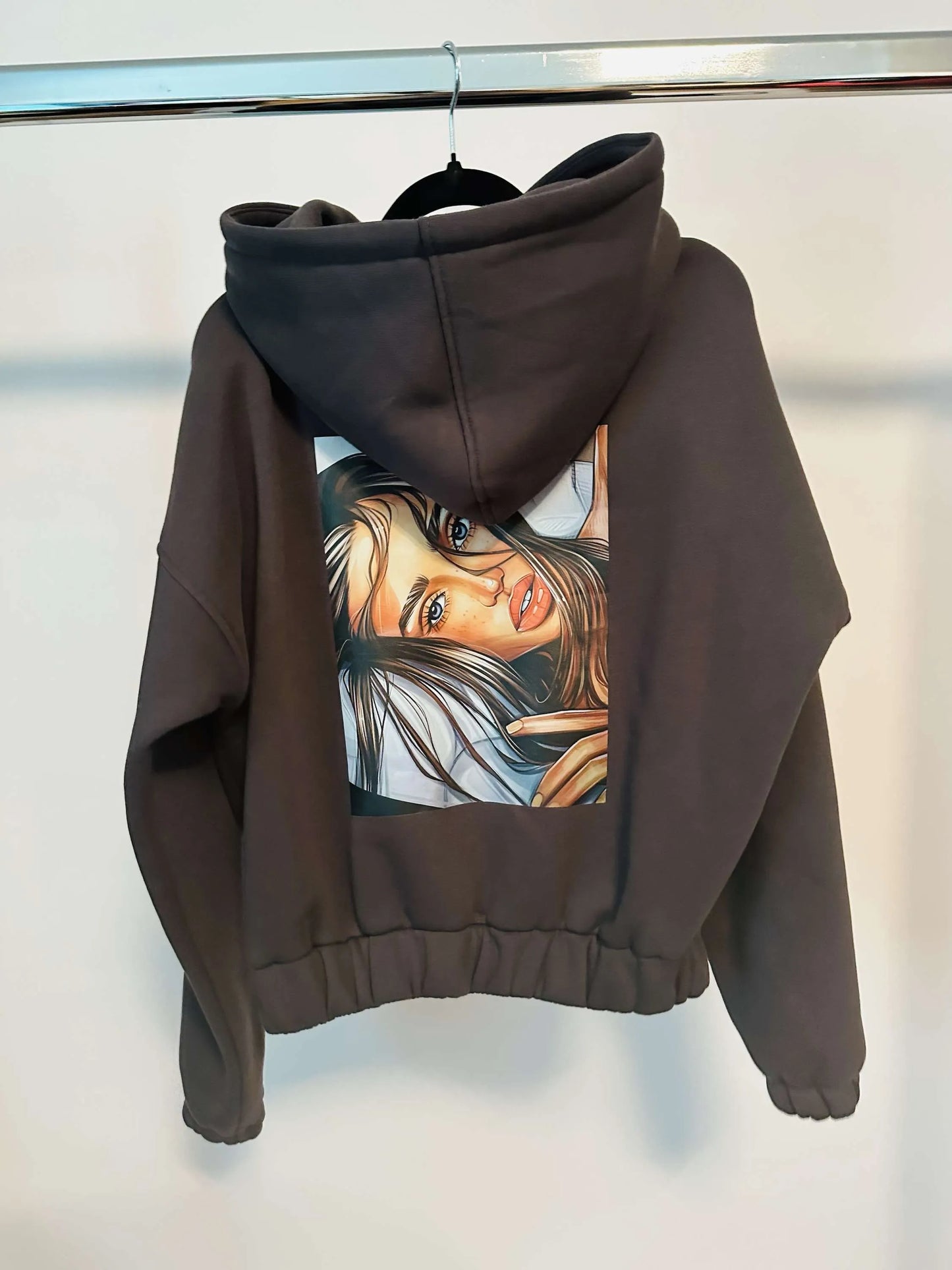 Damen Sweatshirt mit Kapuze LaLu FACE Kurz UNI