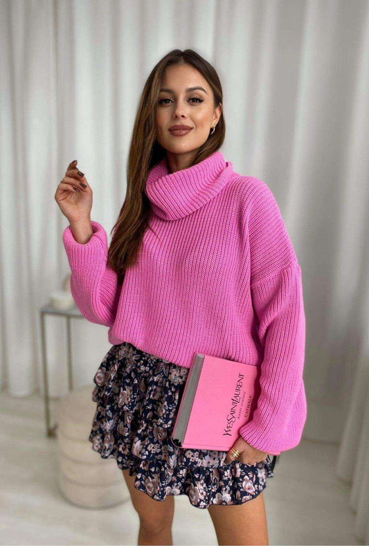 Rollkragenpullover LaLu Pink Einheitsgröße