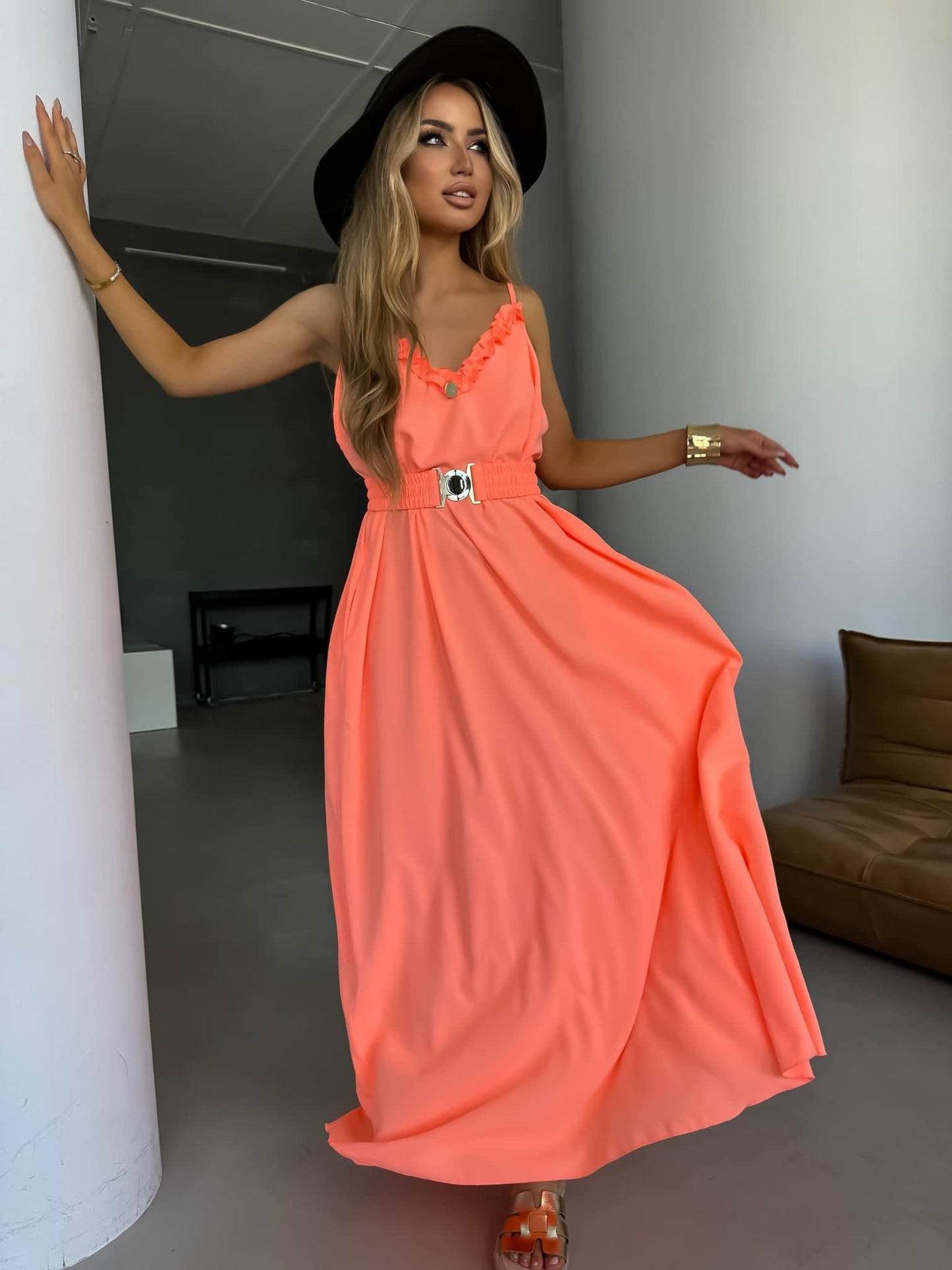 Kleid aus Viskose La Monne Orange Größe UNI