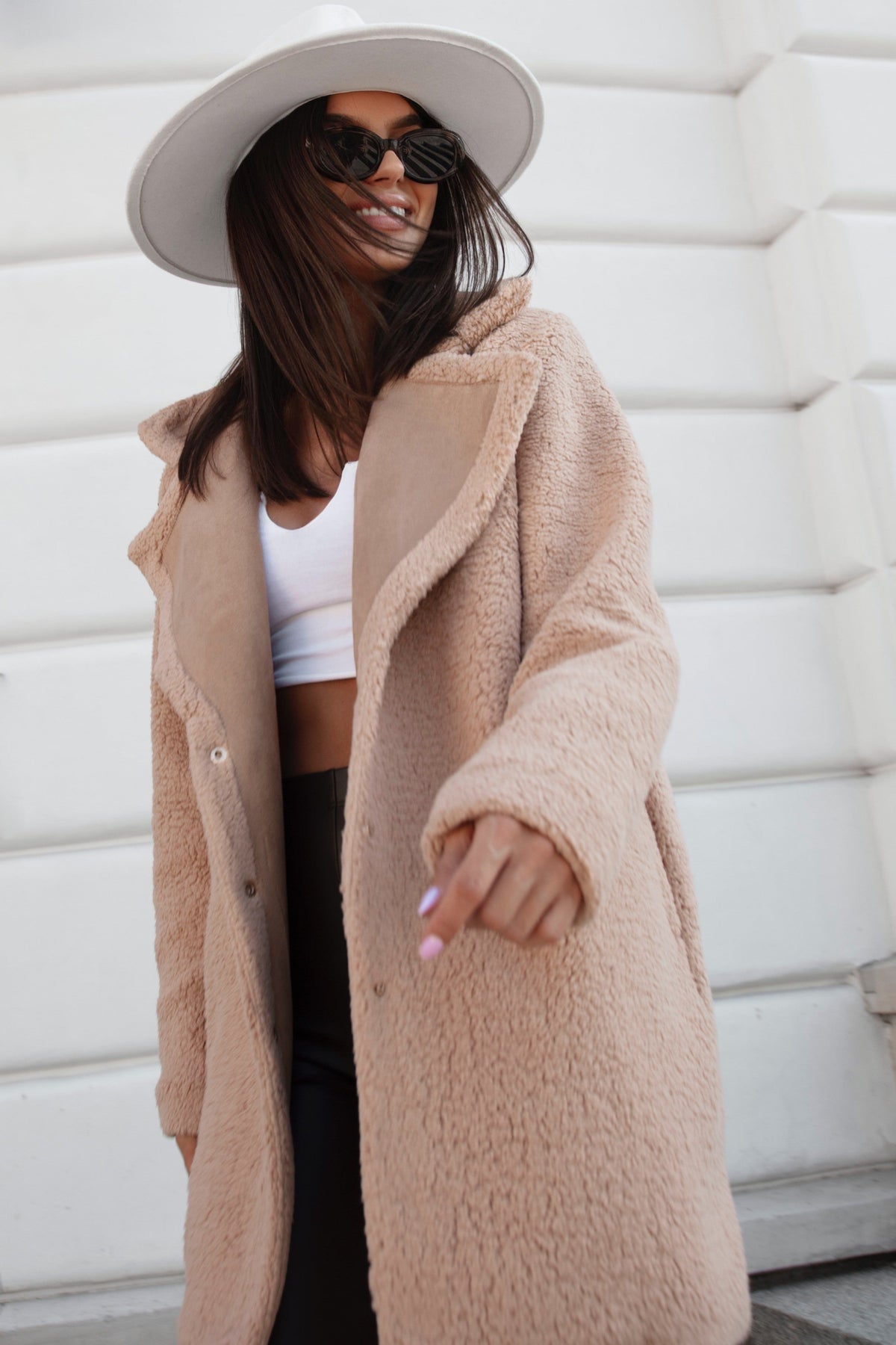Damen- Teddy- Mantel Beige