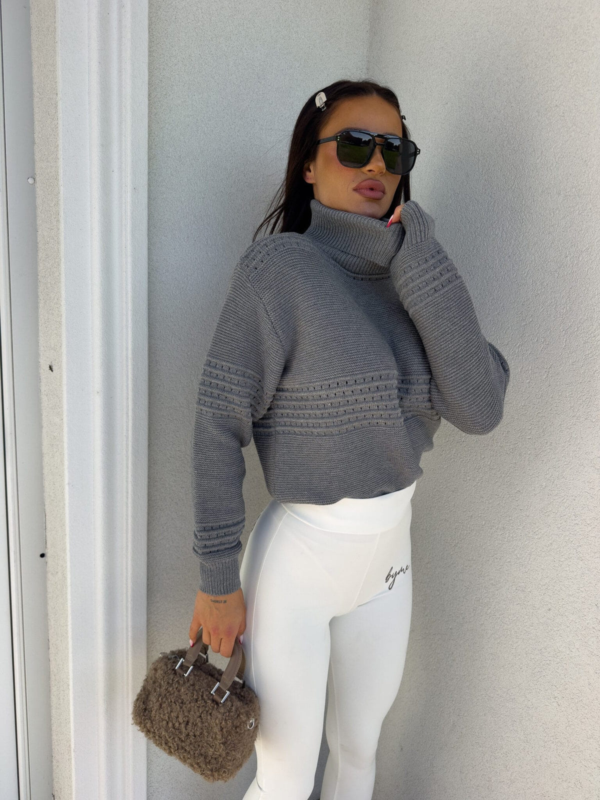 Rollkragenpullover Also By Me grau