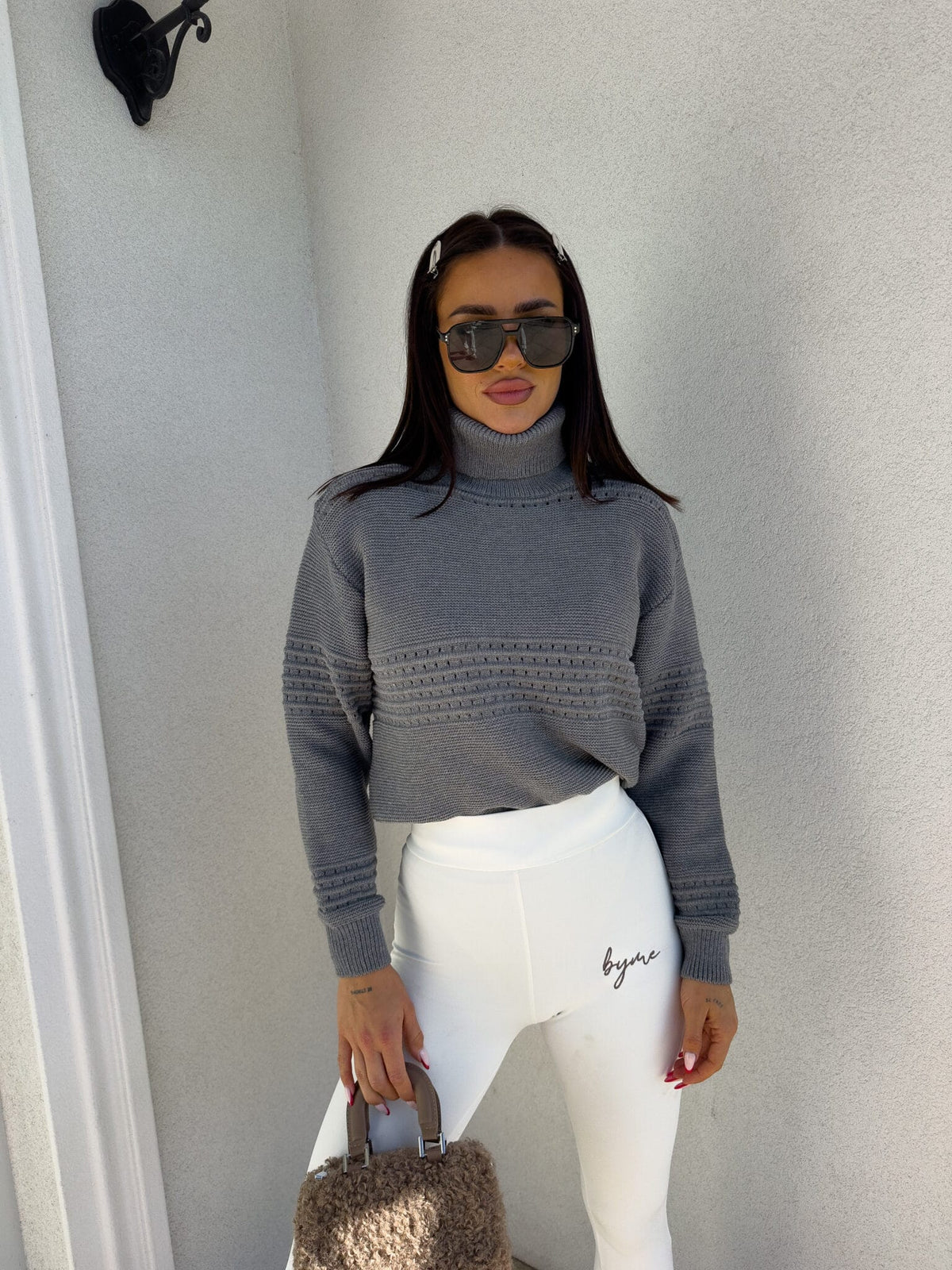 Rollkragenpullover Also By Me grau