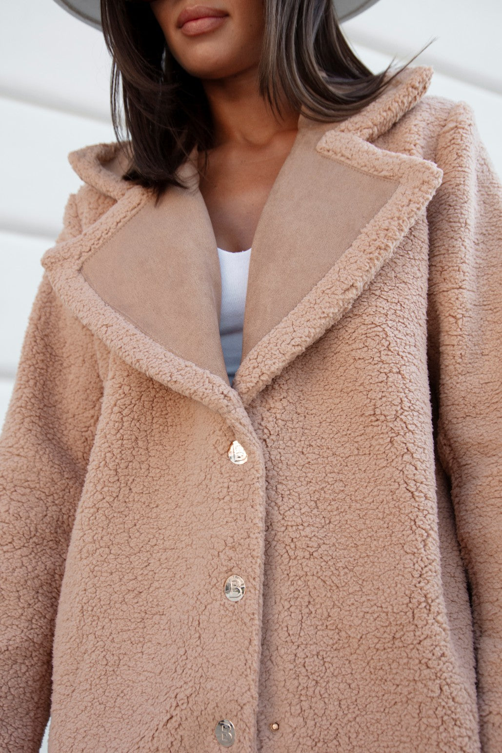 Damen- Teddy- Mantel Beige