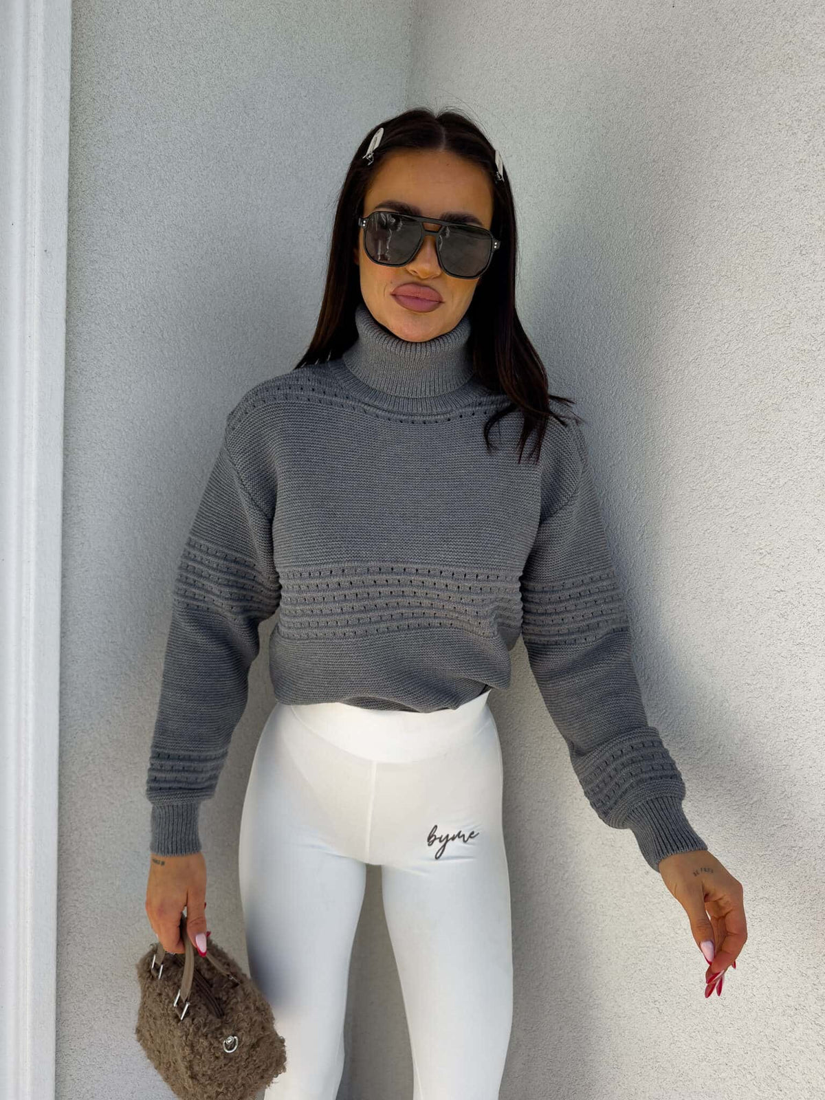 Rollkragenpullover Also By Me grau