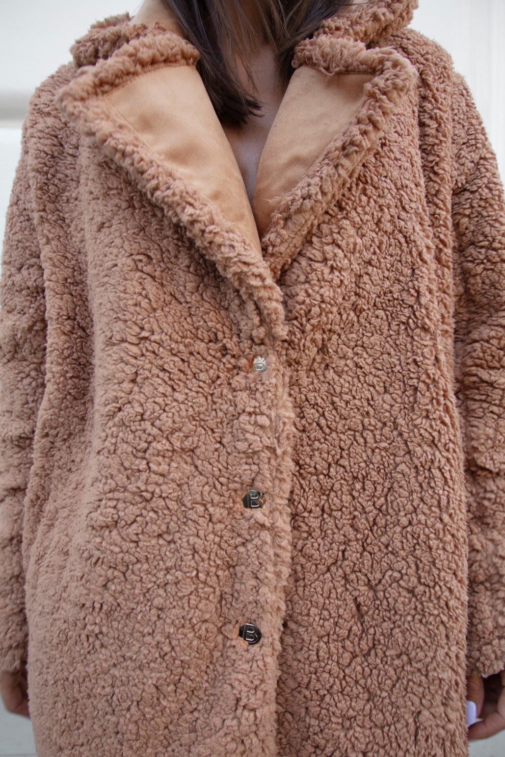 Damen- Teddy- Mantel Caramel