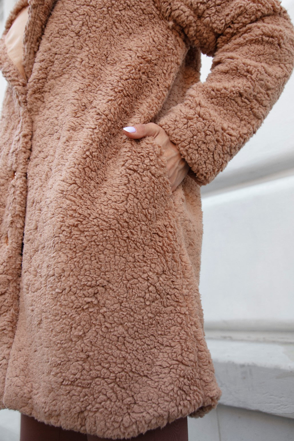 Damen- Teddy- Mantel Caramel