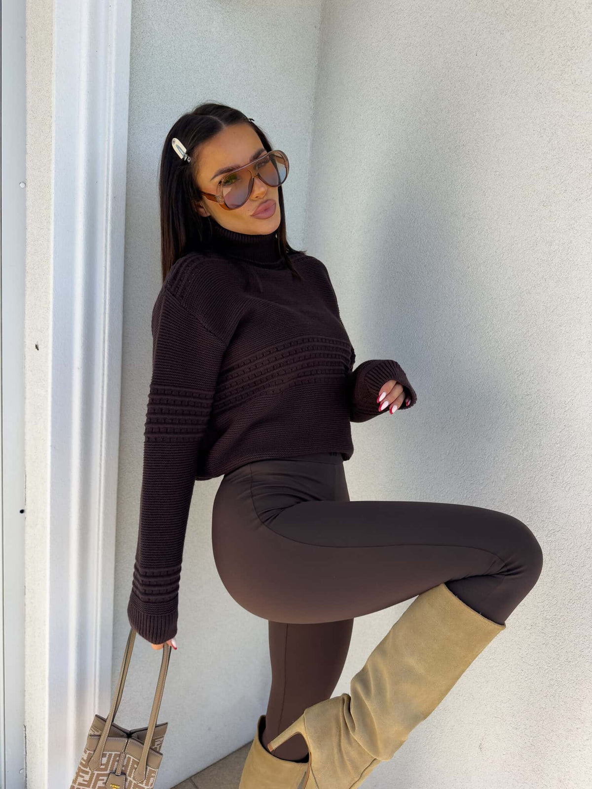 Rollkragenpullover Also By Me Schokobraun