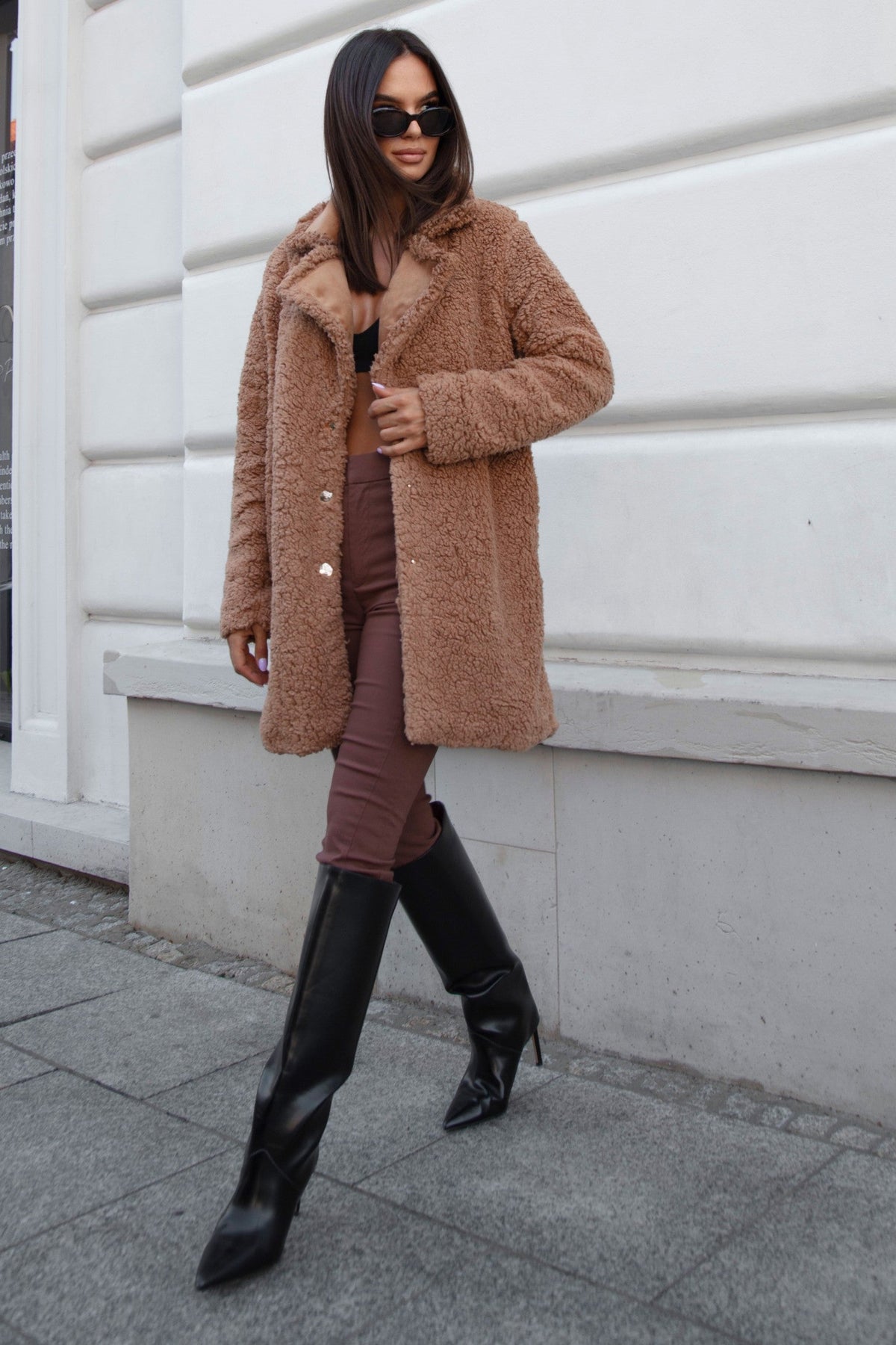 Damen- Teddy- Mantel Caramel