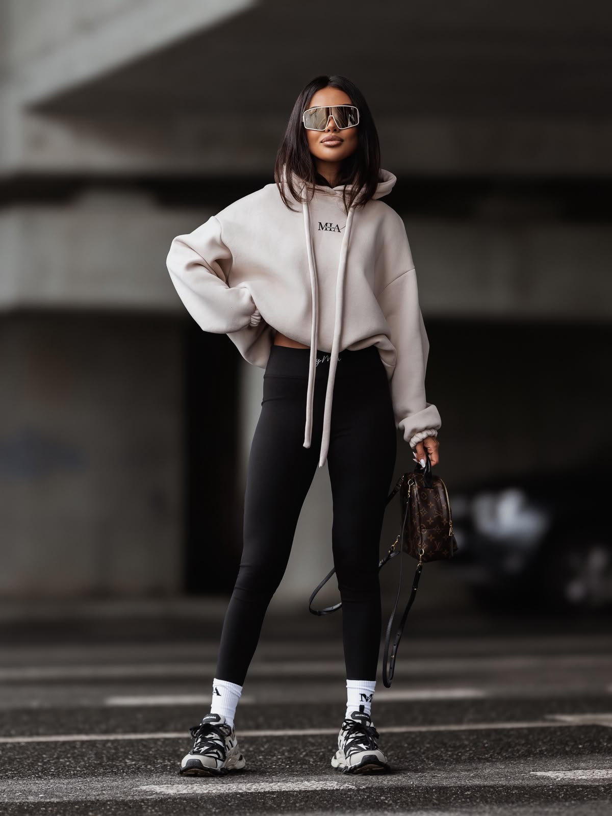 Sweatshirt Hoodie By Mia The Label Hellbeige
