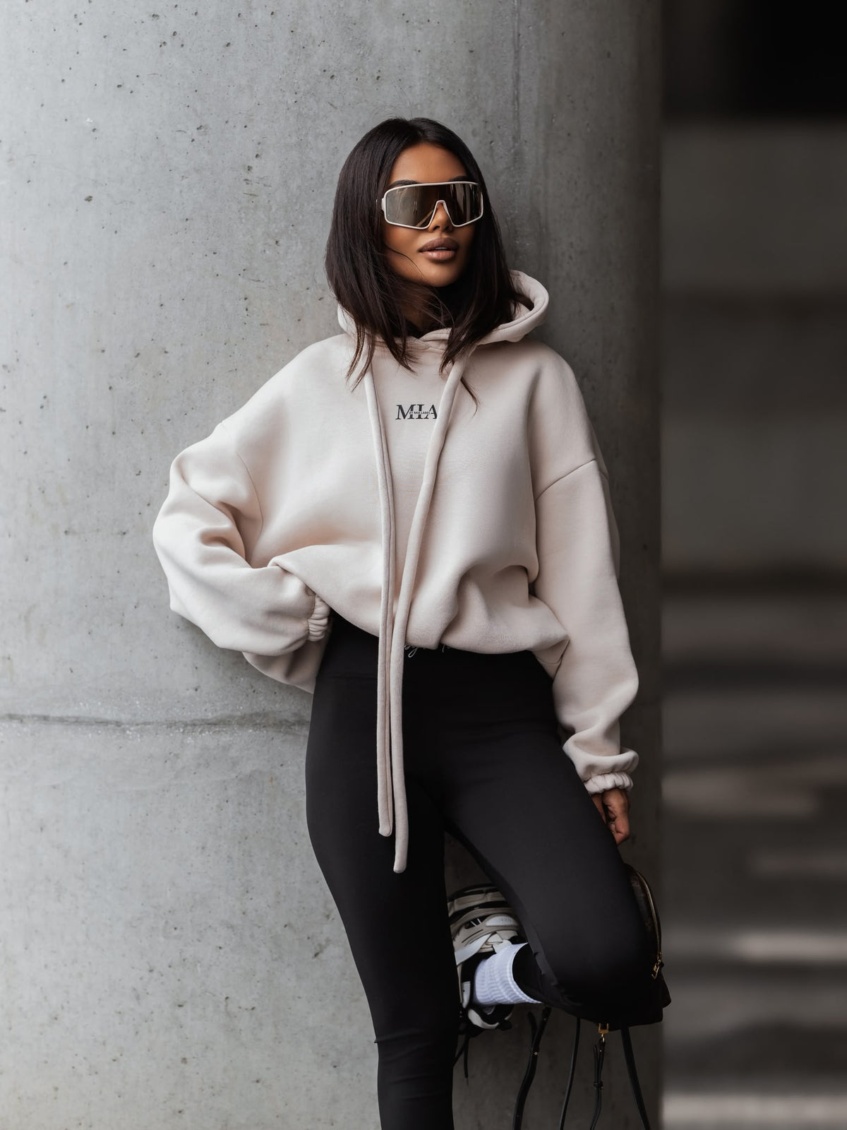 Sweatshirt Hoodie By Mia The Label Hellbeige