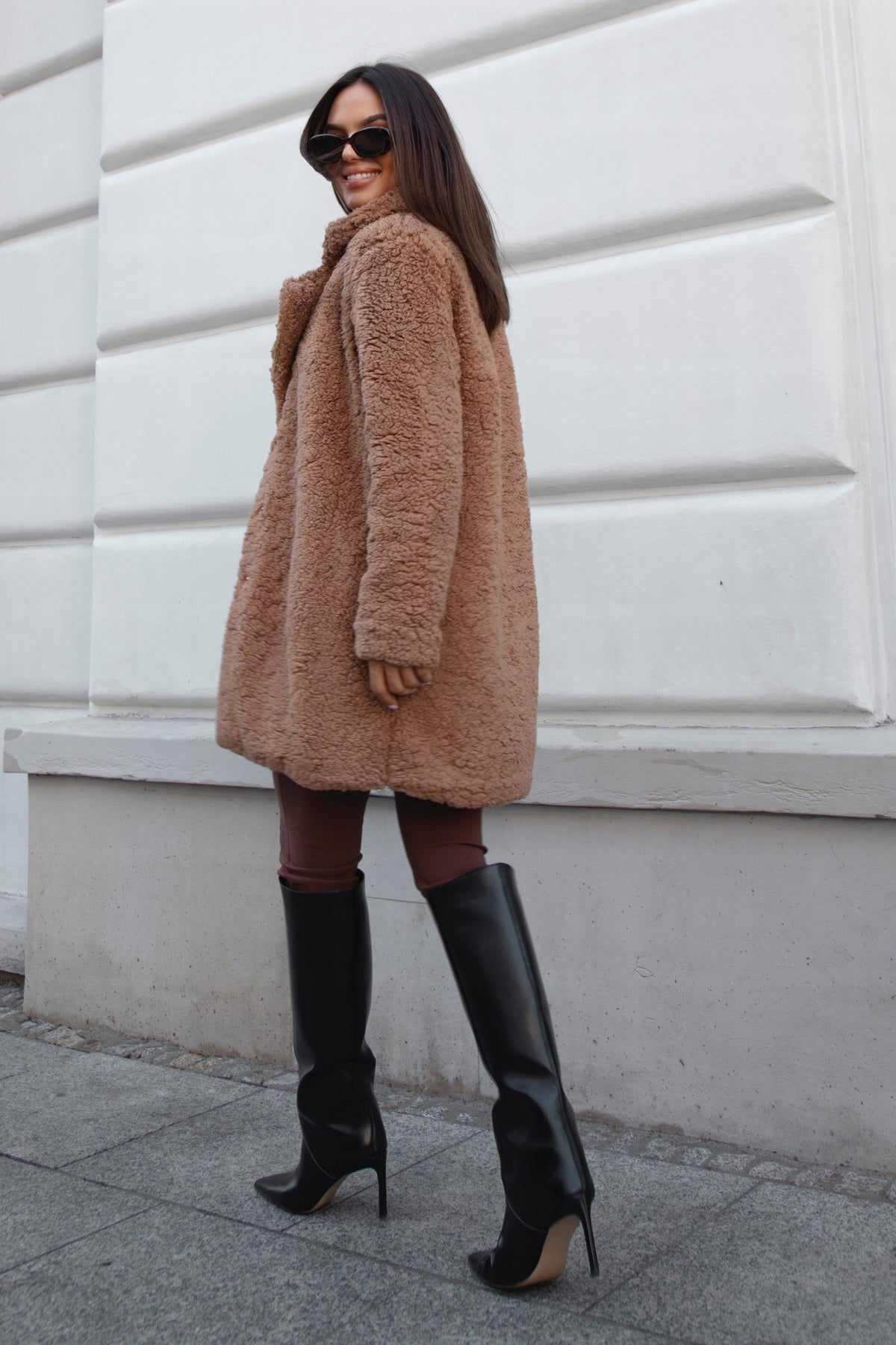 Damen- Teddy- Mantel Caramel