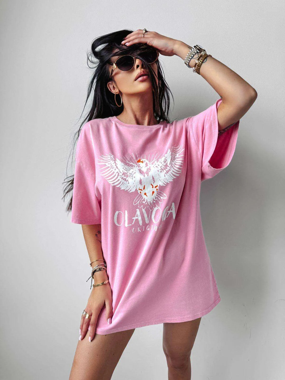 T- shirt lang Juniper Ola Voga Rosa